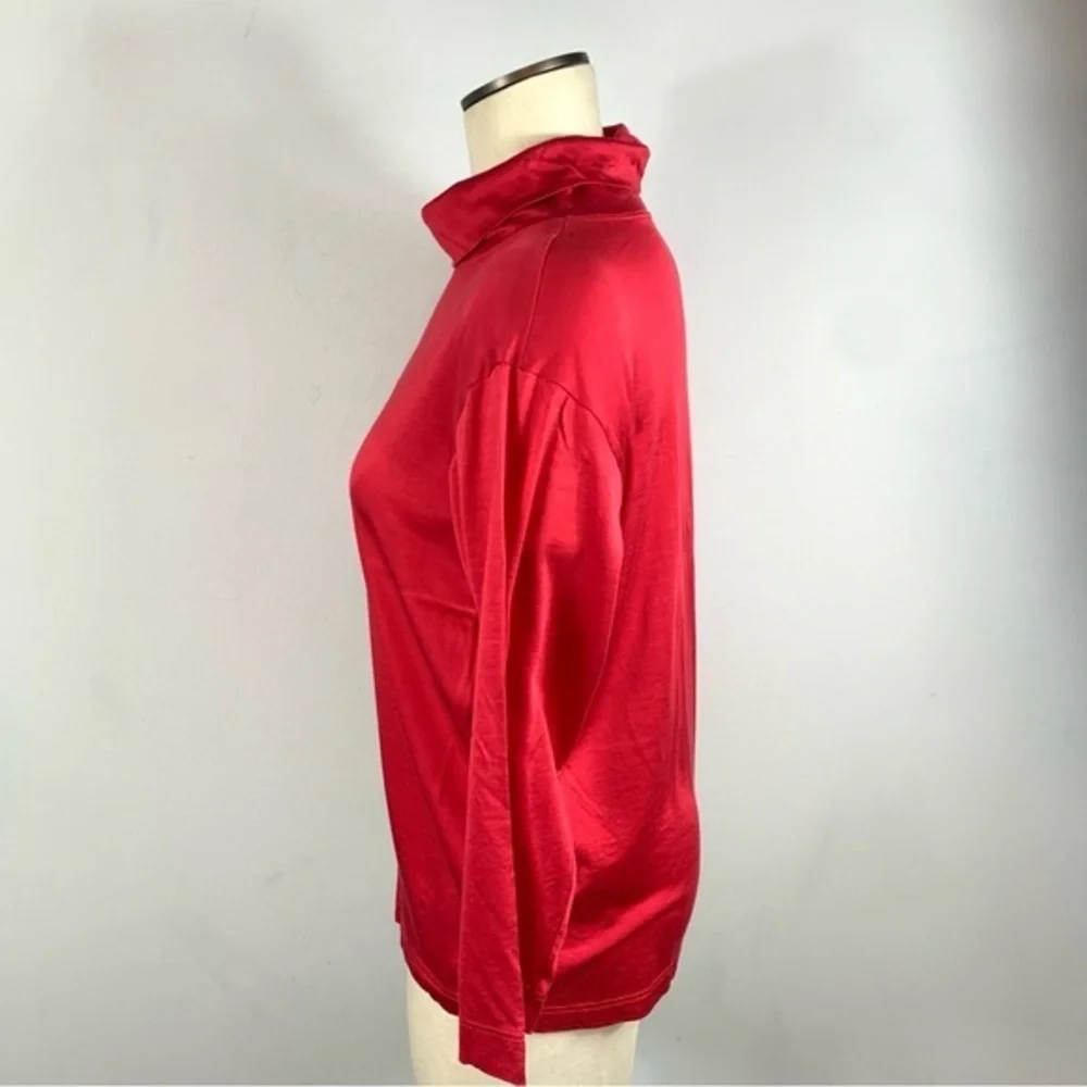 Vintage Efix Red Embroidered Turtleneck Layering T-Shirt Size 43 XL